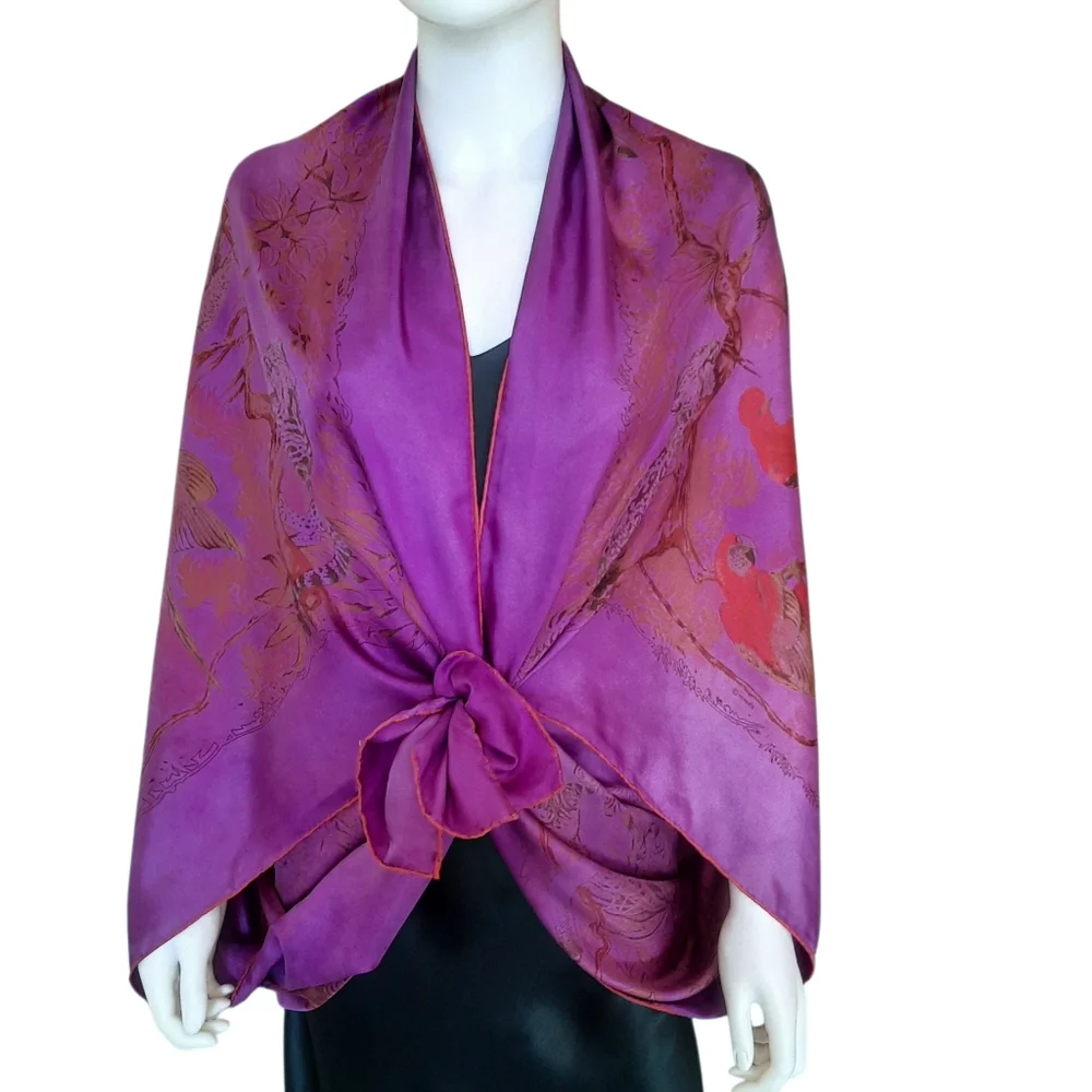 HERMÈS Equateur Silk Twill Scarf Dip Dye 140cm Violet/Multi - Picture 3 of 16